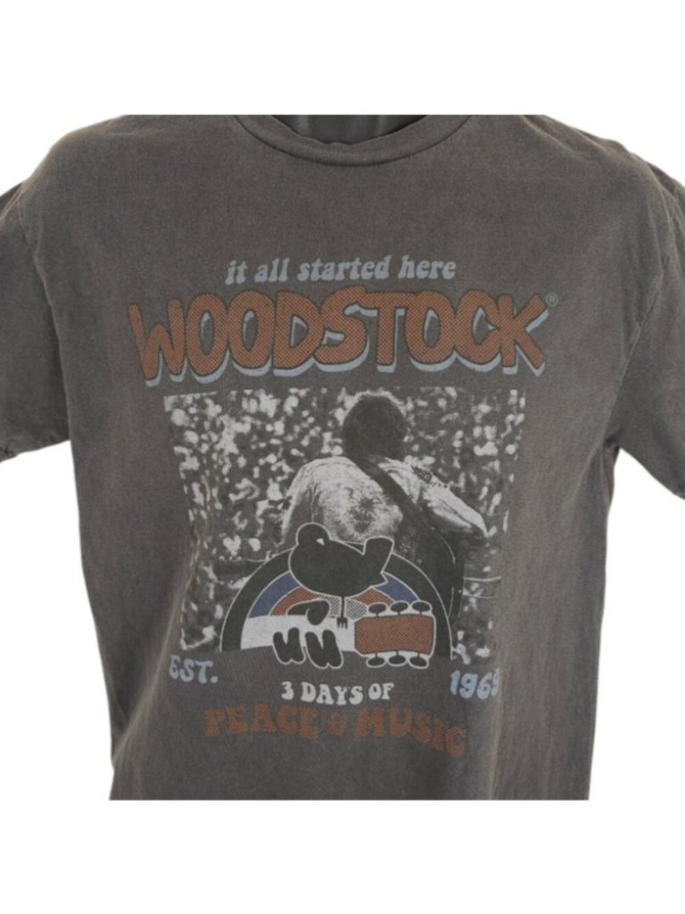 Woodstock Festival T Shirt Mens Size Small Gray 3 Days Of Peace & Music